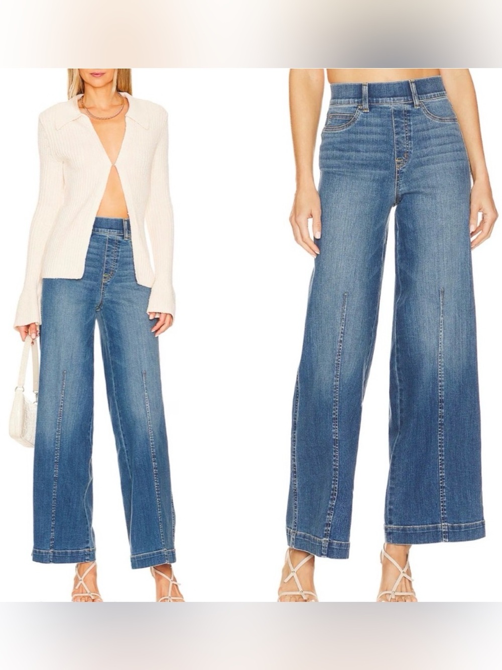 SPANX Seamed Front Wide Leg Jean in Vintage Indigo - Small Petite (washed once)